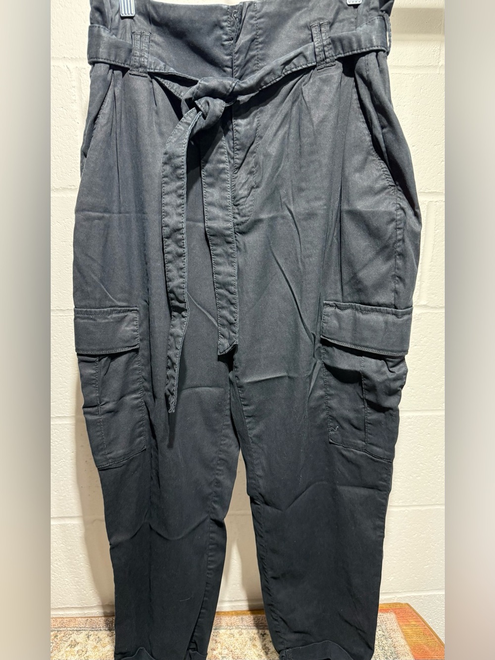 White House Black Market Black Tie-Waist Cargo Pants